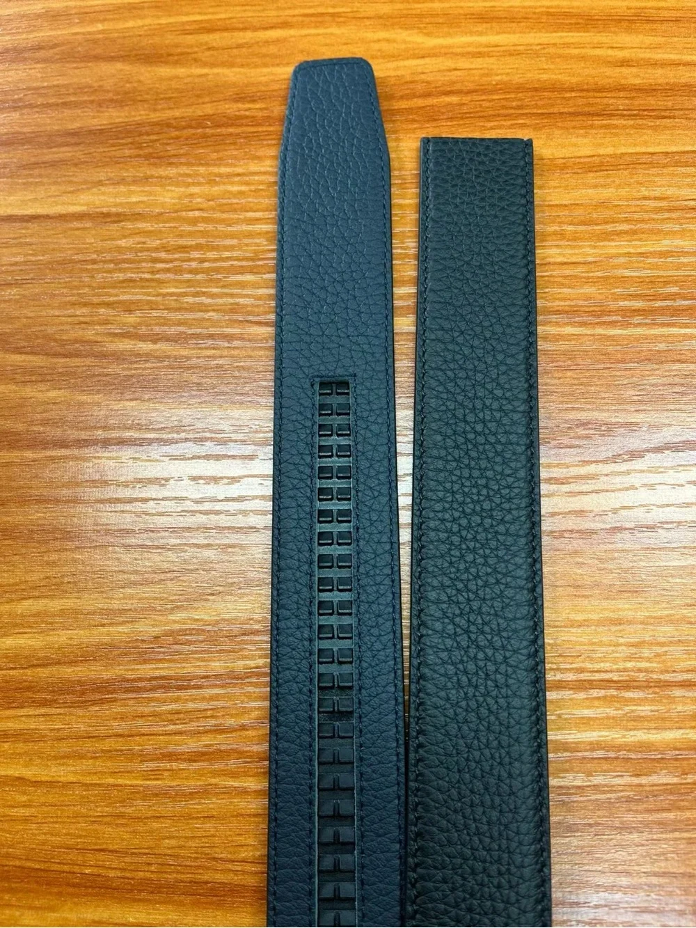 Black Textured Leather Belt Strap